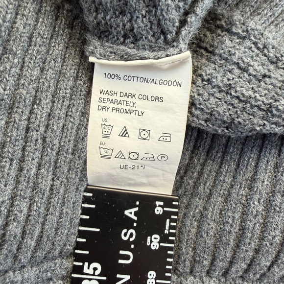 G.H. Bass & Co Gray Men’s Sweater 3 Button 1/4 Button Mock Neck Medium Cotton - Picture 8 of 11